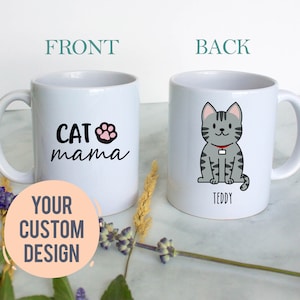 Personalized Cat Mom Mug - Cartoon Cat Mug, Cat Lovers Mug, Cat Coffee Cup, Custom Cat Gift, Pet Owner Gift, Fun Mug, Fur Mama, Gift for Her