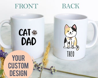 Personalized Cat Dad Mug - Cartoon Cat Mug, Cat Lovers Mug, Cat Coffee Cup, Custom Cat Gift, Pet Owner Gift, Fun Mug, Fur Papa, Gift for Him