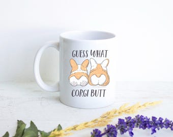 Raad eens wat Corgi-kont is, grappige Corgi-mok, cadeau voor Corgi-liefhebbers, gepersonaliseerd Corgi-cadeau, Corgi-koffiemok, hondenmok, grappige mok, grappig cadeau