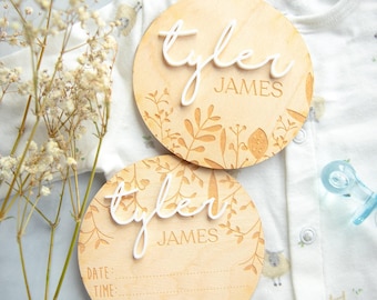 Custom Baby Name Sign | Baby Birth Announcement Sign, Hospital Newborn Photo Prop, Baby by Month Prop, Baby Shower Gift, Wood Birth Plaque