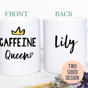 Caffeine Queen Mug, Coffee Lover Gift Coffee Addict Mug, Gift for Him, Christmas Gift Friend Birthday Gift Stocking Stuffer Anniversary Gift