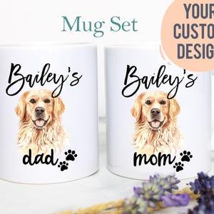 Personalized Dog Mug Set, Dog Lover Gift, Custom Dog Gift, Dog Mom, Dog Dad, golden retriever Gift, golden retriever Mug, Dog Owner Gift
