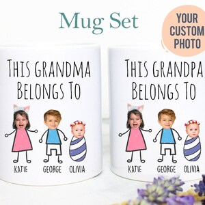 Personalisierte Baby Gesicht Foto Geschenk Opa Oma individuell oder Tassenset, Opa Oma gehört, Baby Gesicht Geschenk Tasse, Großeltern Geburtstag
