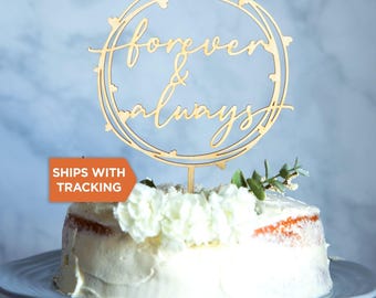 Forever and Always Wedding Cake Topper | Personalized Cake Topper, Rustic Wood Acrylic Topper,Anniversary Engagement Topper,Wedding Decor