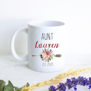 Personalized Aunt Name Mug #3, New Aunt Gift, Baby Announcement, Best Aunt Custom Gift, Pregnancy Announcement, Baby Shower, New Baby Reveal