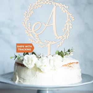 Custom Initial Wedding Cake Topper | Personalized Letter Topper, Mr and Mrs Wood Topper, Bachelorette Topper, Wedding Decor, Bridal Shower