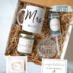 Personalized Engagement Gift Box | Congratulations on Engagement, Bridal Shower Gift Box, Bride to Be Gift Set, Future Mrs Gift, Bride Gift