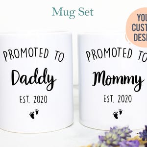Promoted to Mommy and Daddy Individual OR Mug Set, Dad To Be Gift New Dad Gift, New Mom, Baby Reveal, Mom to be, Pregnancy Announcement