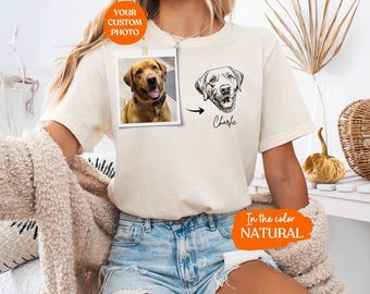 Custom Pet Shirt | Dog Cat Pet Portrait Gift, Custom Dog Photo and Name Shirt, Pet Memorial Lover Gift, Cat Dog Mom Gift, Custom Cat Shirt
