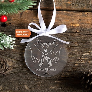 Personalized Engaged Ornament | Custom Engagement Keepsake, Couples Ornament, Engagement Christmas Ornament, Engagement Party Gift Names