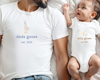 Matching Dad And Child Shirts, Dada Goose Silly Goose Set, Personalized Family Shirts, Fathers Day Gift, Daddy And Me