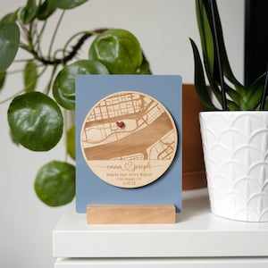 Where We Met Map Plaque | Where It All Began, Couples Gift,Our First Date, Engagement Gift, Acylic Wood Map, Anniversary Gift for Boyfriend image 1