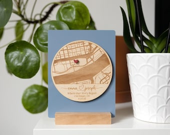 Where We Met Map Plaque | Where It All Began, Couples Gift,Our First Date, Engagement Gift, Acylic Wood Map, Anniversary Gift for Boyfriend