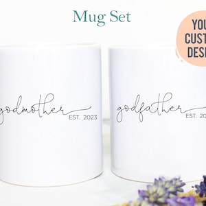 Godfather and Godmother Individual OR Mug Set | Promoted to Godmother, Godfather Gift, Custom Godparent Mug, Godfather Mug Godmother Gift