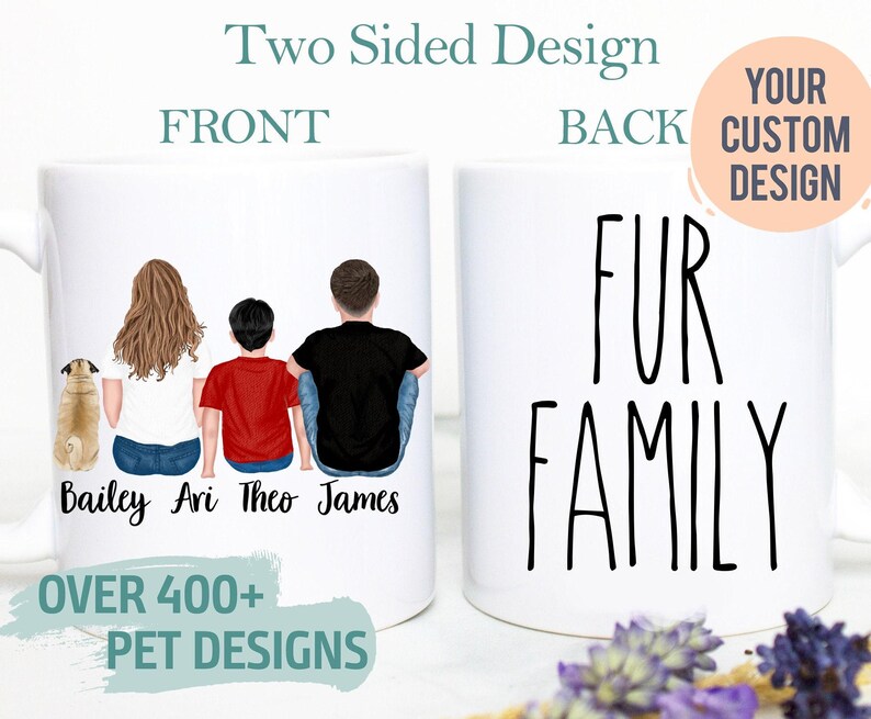 Custom Couple Pet Portrait Mug #6, Fur Family, Dog Lover,Cat Lover,Pet Owner Gift, Cat Lady, Pet Memorial Loss, Pet Family Gift, Couple Gift image 1
