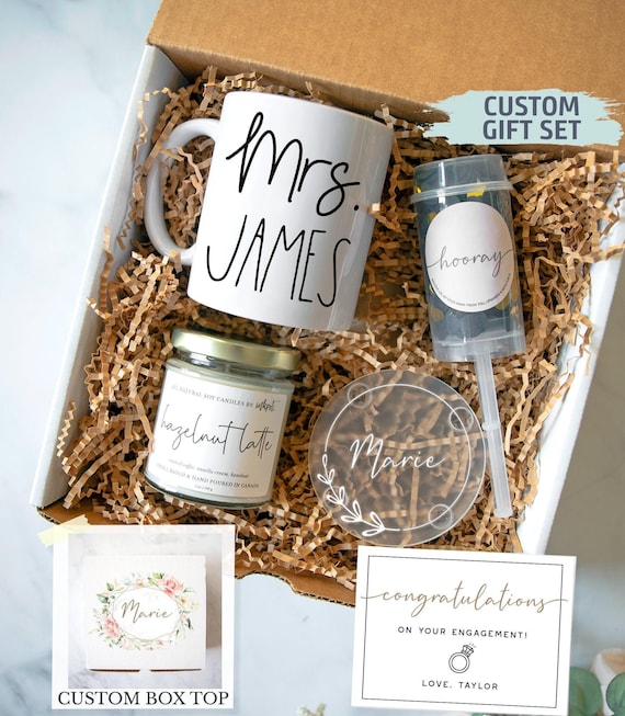 Personalized Engagement Gift Box: Custom Mug & Candle Set