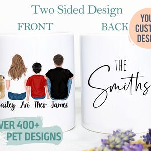 Benutzerdefinierte Paar Haustier Porträt Tasse # 5, Katze Hundeliebhaber Hund Mama Papa, Haustier Besitzer Geschenk, Katzendame, Haustier Gedenkverlust, Haustier Familien Geschenk, Paar Geschenk Bild 1