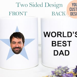 Custom Star Face Mug | World's Best Dad Mug, Dad Christmas Gift, Dad Birthday Gift, Father's Day Gift,Office, Coworker Gift,Stocking Stuffer image 1
