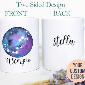 Scorpio Mug, Personalized Name Zodiac Mug, Gift for Her, Custom Name Mug, Scorpio Gift, Scorpio Coffee Mug, Zodiac Gift, Constellation Gift