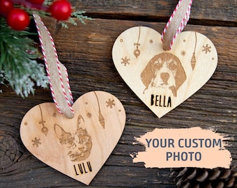 Custom Photo Pet Christmas Ornament 2026 | Pet Keepsake, Animal Ornament, Custom Cat Dog Christmas Ornament, Gift Pet Lover, Pet Photo