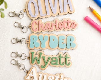 Personalized Backpack Name Tag, Kids Backpack Tag, Custom Name Keychain, Lunch Bag Tag, Daycare Bag Tag, Back to School Bag Charm