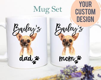 Personalized Dog Mug Set, Dog Coffee Mug, Dog Lover Gift, Custom Dog Gift, Dog Mom, Dog Dad, chihuahua Gift, chihuahua Mug, Dog Owner Gift