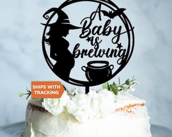 Een baby brouwt taarttopper | Halloween-babyshower, nieuwe babytaarttopper, Halloween-babytaarttopper, Gender Reveal-topper, Baby Reveal