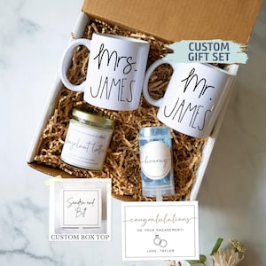 Coffret cadeau fiançailles pour couple | Emballage de fiançailles, coffret cadeau fiançailles, cadeau de fiançailles pour le marié, coffret cadeau pour M. et Mme, fiançailles juste