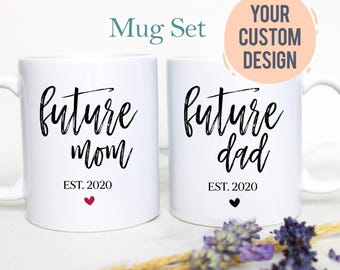 Muggset för blivande mamma och pappa, present till mamma och pappa, present till blivande förälder, mugg för nyblivna föräldrar, nybliven mamma, nybliven pappa, graviditetsmeddelande, babyshowerpresent