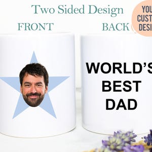 Custom Star Face Mug | World&#39;s Best Dad Mug, Dad Christmas Gift, Dad Birthday Gift, Father&#39;s Day Gift,Office, Coworker Gift,Stocking Stuffer