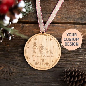 Custom Family Christmas Ornament With Pets | Personalized Family Wooden Christmas Ornament, Family Dogs and Cats Ornament, Family Keepsake