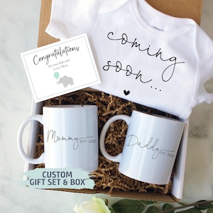 Coffret cadeau pour futurs parents | Coffret cadeau pour les nouveaux parents, faire-part de naissance, tasse nouvelle maman, cadeau pour nouveau papa, révélation de grossesse, coffret cadeau baby shower