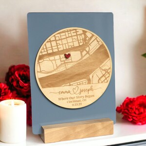 Where We Met Map Plaque | Where It All Began, Couples Gift,Our First Date, Engagement Gift, Acylic Wood Map, Anniversary Gift for Boyfriend image 9
