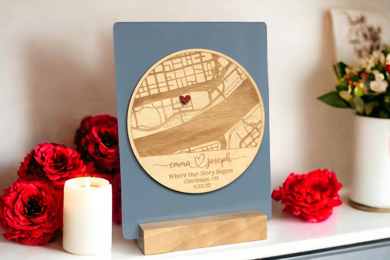 Where We Met Map Plaque | Where It All Began, Couples Gift,Our First Date, Engagement Gift, Acylic Wood Map, Anniversary Gift for Boyfriend image 9