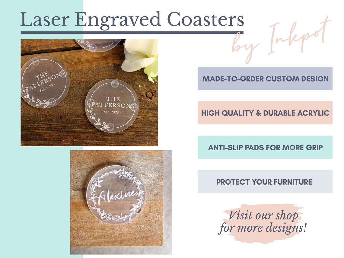 Custom Text Coaster | Birthday Gift, Personalized Coaster, Drink ...