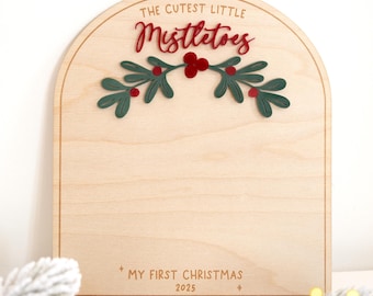Baby’s First Christmas Footprint Board – Mistletoes Baby Craft, Personalized Footprint Sign, Baby Christmas Keepsake, Holiday Activity