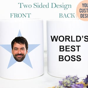 Custom Star Face Mug | Star Mug, World&#39;s Best Boss Mug, Funny Boss Gift, Boss Office Mug, Boss Birthday, Boss Birthday, Christmas Gift Boss