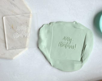 Merry Christmas Fondant Embosser Stamp and Cutter | Christmas Cookie Stamp, Christmas Embosser, Debosser Fondant Stamp,Holiday Fondant Stamp