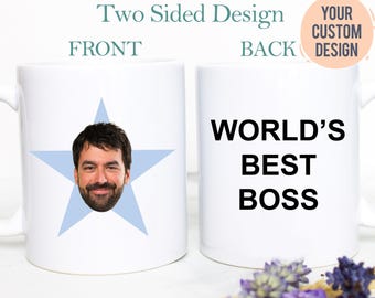Custom Star Face Mug | Star Mug, World's Best Boss Mug, Funny Office Gift, Custom Office Mug, Star Face Custom Mug, Stocking Stuffer