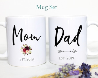 Mom and Dad Mug Set #4, Mom and Dad Gift, Parent to Be Gift, New Parents Mug, New Mom, New Dad, Pregnancy Announcement, Baby Shower Gift