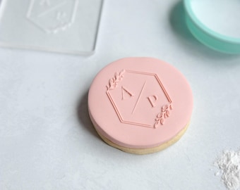 Custom Initials Fondant Embosser Stamp and Cutter | Wedding Cookie Stamp, Anniversary Embosser, Debosser, Initials Fondant Stamp, Engagement