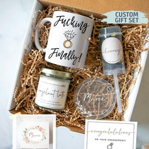 Personalized Engagement Gift Box | Congratulations on Engagement, Bridal Shower Gift Box, Bride to Be Gift Set, Future Mrs Gift, Bride Gift