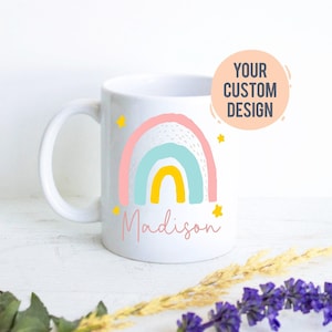 Personalisierte Name auf Tasse, Pastell Regenbogen Design, Geschenk für sie, Benutzerdefinierte Namenstasse, Regenbogen Geschenk, Geburtstagsgeschenk, Regenbogen Tasse, Positiv Tasse