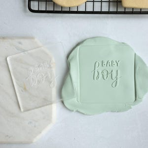 Baby Boy Acrylic Fondant Embosser With Cutter | Baby Shower Cookie Stamp, Baby Shower Fondant Embosser, Baby Shower Cookie Cutter,Baby Boy