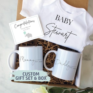 Geschenkdoos in verwachting van ouders | Cadeauset nieuwe ouders, babyaankondiging, mok nieuwe moeder, cadeau nieuwe vader, zwangerschap onthullen, geschenkdoos babyshower