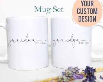 Grandpa and Grandma Individual OR Mug Set, Baby Announcement, New Grandparents Mug, New Grandpa, New Grandma, Pregnancy Announcement