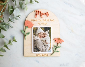 Personalized Photo Magnet, Mom Gift, Grandma Gift, Mother's Day Gift, Floral Picture Magnet, Wood Acrylic Magnet