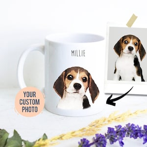 Custom Dog Mug, Pet Portrait, Personalized Dog Lovers Mug, Dog Owner Gift, Dog Mom, Dog Dad, Gift for Dog Photo Mug, Pet Loss, Dog Memorial
