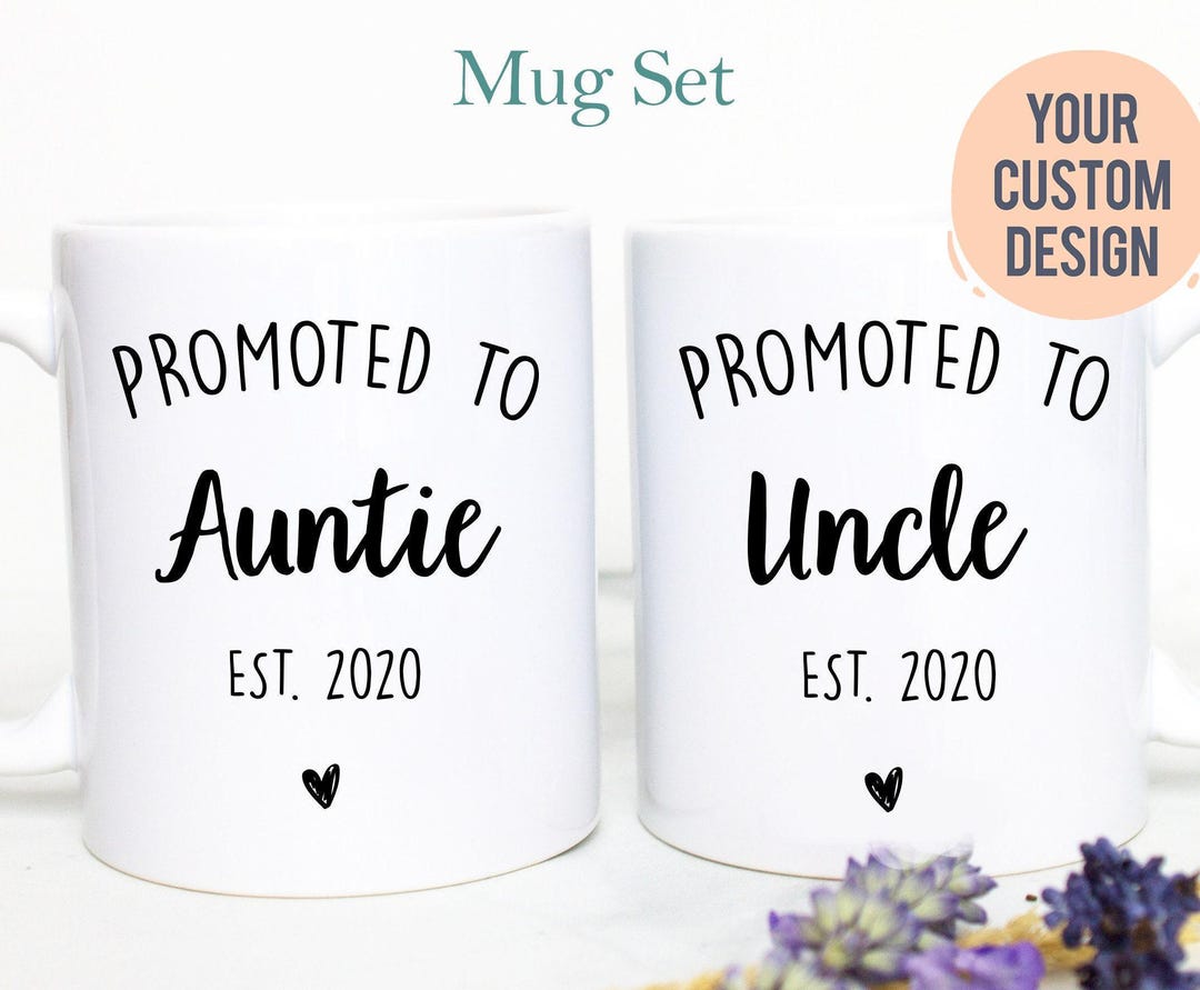 Promoted to Auntie and Uncle Individual OR Mug Set, New Aunt, New Uncle ...