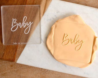 Baby Acrylic Fondant Embosser With Cutter | Baby Shower Cookie Stamp, Baby Shower Fondant Embosser, Baby Shower Cookie Cutter, Oh Baby